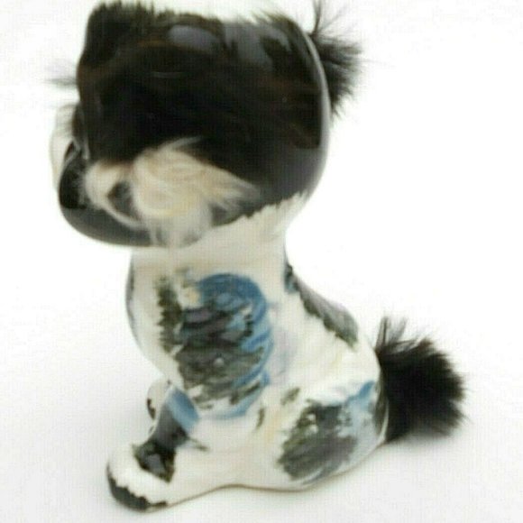Vintage Ries Ceramic Puppy Dog Figurine w/ Applied Fur Made in Japan - Picture 2 of 6